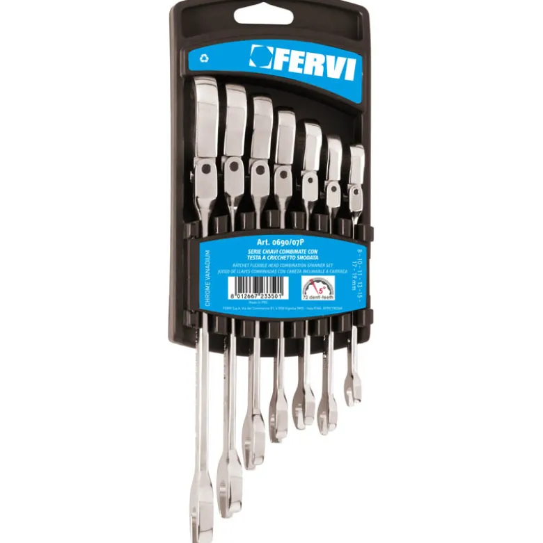 SERIE CHIAVI COMBINATE CROMATE CON TESTA A CRICCHETTO SNODATA