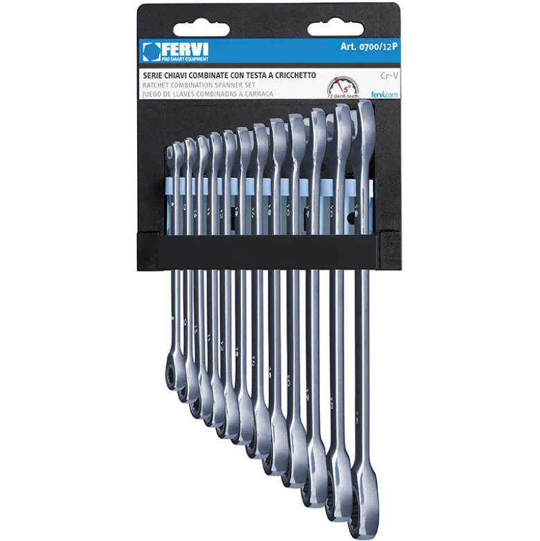 SERIE CHIAVI COMBINATE CROMATE CON TESTA A CRICCHETTO
