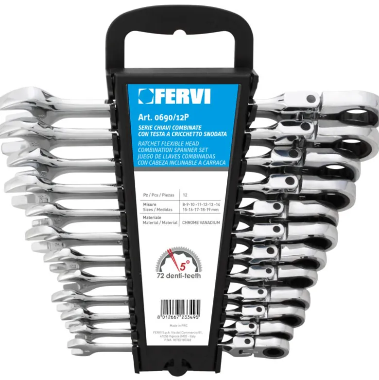 SERIE CHIAVI COMBINATE CROMATE CON TESTA A CRICCHETTO SNODATA