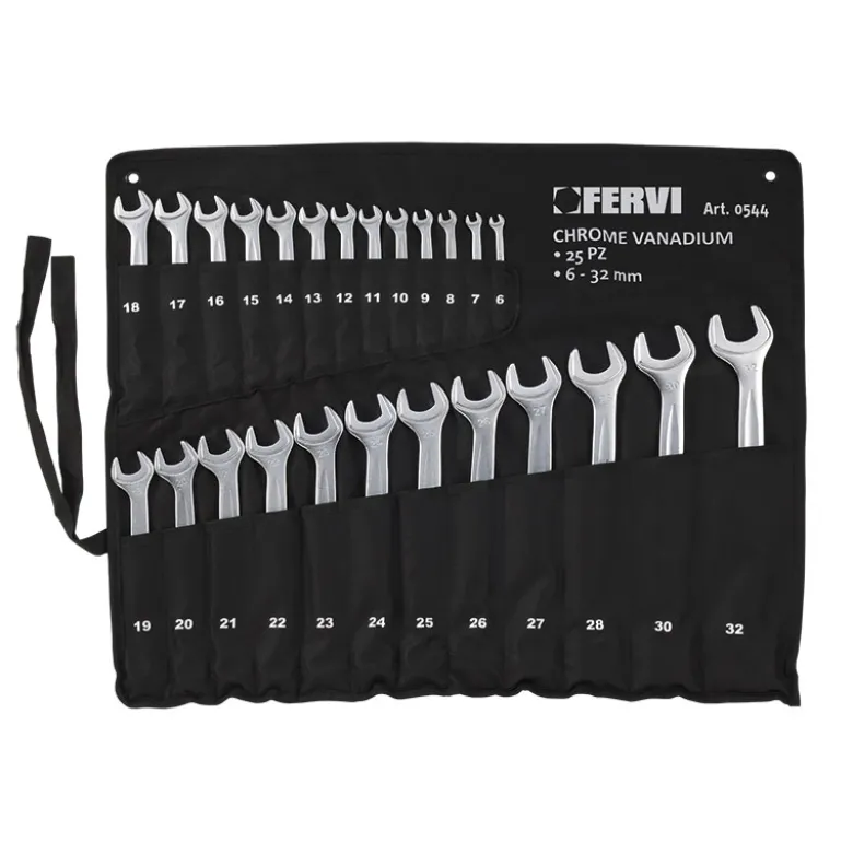 SERIE CHIAVI COMBINATE CROMATE SATINATE CON TESTA INCLINATA
