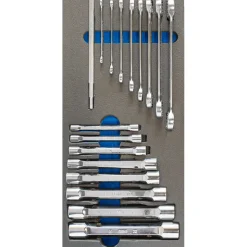 SERIE DI CHIAVI A TUBO E POLIGONALI SATINATE IN TERMOFORMATO MORBIDO